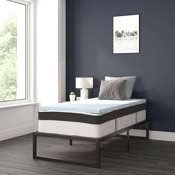 Flash Furniture 12" Twin Mattress, 14" Bed frame & 3" Topper Set XU-BD10-12PSM2M35-T-GG - main
